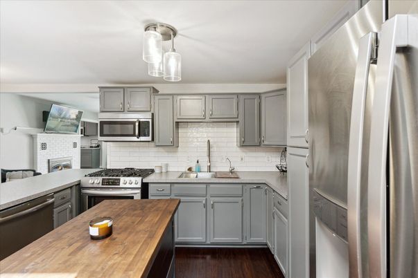 Interior, Kitchen, Stainless Steel Appliances, Wood Texture Flooring
