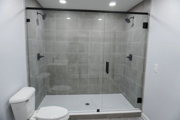 Bathroom, Glass Shower, Interior, Recessed Lighting