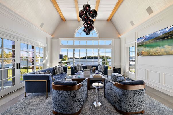 Interior, Living room, Pendant Lights, Water, Wood Texture Flooring