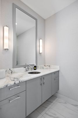 Bathroom, Dual Sink Vanities, Interior, Marble, Recessed Lighting