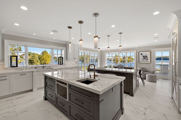 Interior, Kitchen, Marble, Pendant Lights, Recessed Lighting, Water