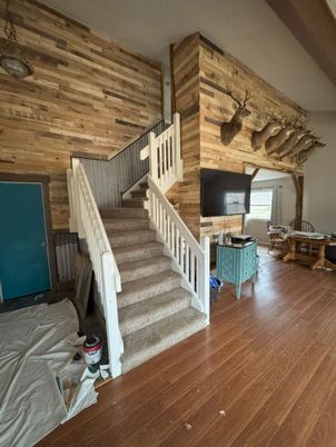 Dining room, Interior, Wood Texture Flooring, Wooden Walls