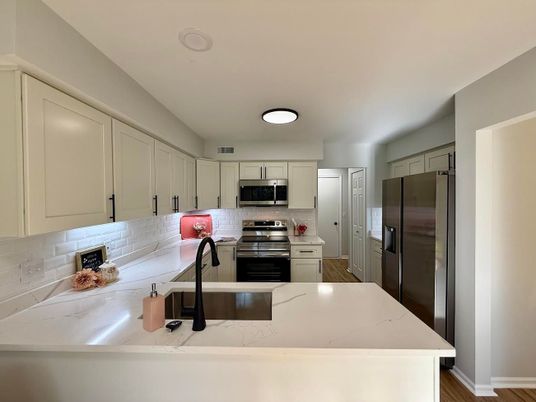 Interior, Kitchen, Stainless Steel Appliances, Wood Texture Flooring