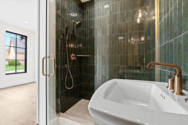 Bathroom, Glass Shower, Interior, Recessed Lighting