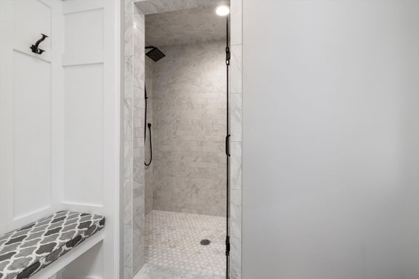 Bathroom, Glass Shower, Interior, Recessed Lighting