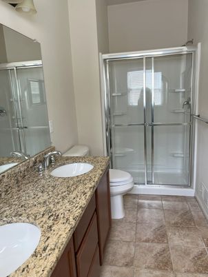Bathroom, Dual Sink Vanities, Glass Shower, Interior