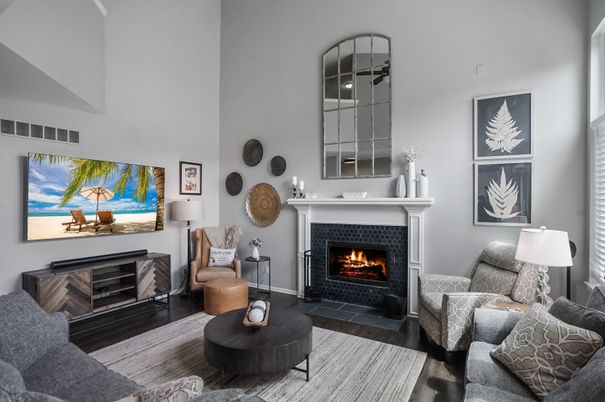 Fireplace, Interior, Living room, Wood Texture Flooring