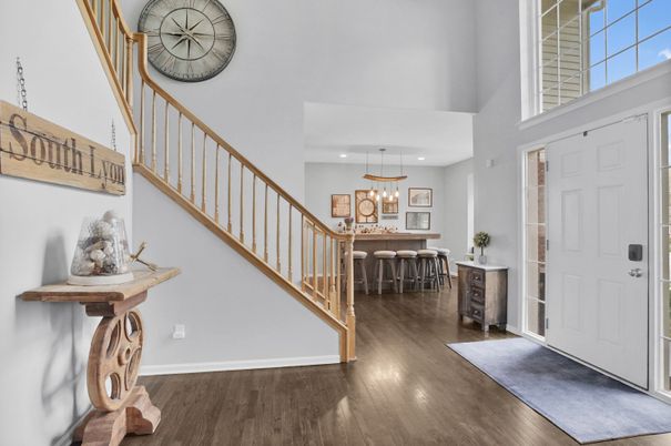 Dining room, Interior, Pendant Lights, Recessed Lighting, Wood Texture Flooring