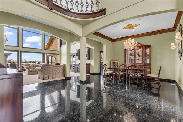 Chandelier, Dining room, Interior, Living room, Recessed Lighting