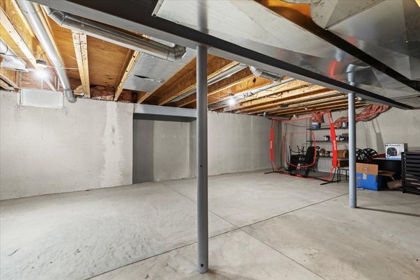 Garage, Interior, Stone Walls, Wooden Beams
