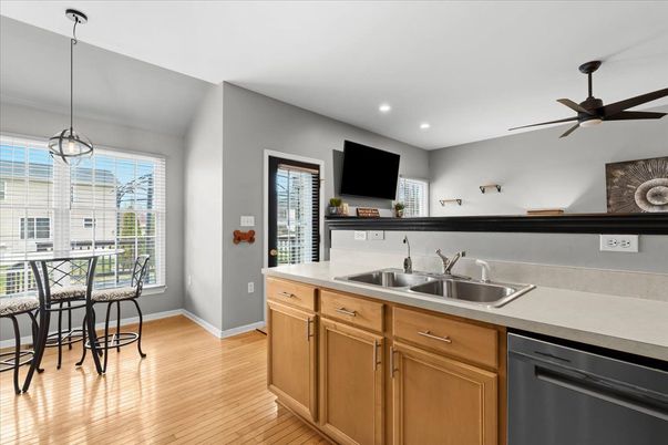 Interior, Kitchen, Pendant Lights, Recessed Lighting, Wood Texture Flooring