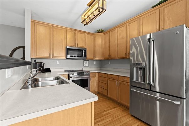 Interior, Kitchen, Stainless Steel Appliances, Wood Texture Flooring