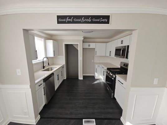 Interior, Kitchen, Stainless Steel Appliances, Wood Texture Flooring