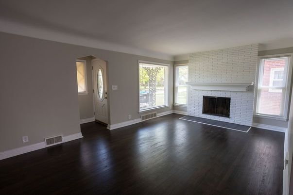 Empty room, Fireplace, Interior, Wood Texture Flooring