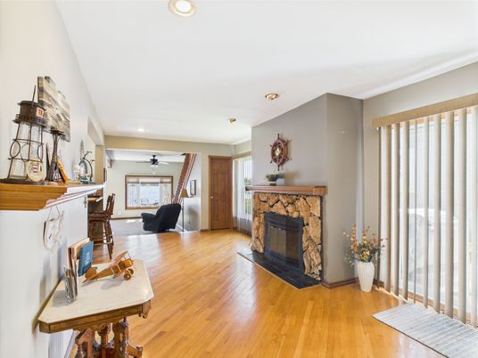 Fireplace, Interior, Recessed Lighting, Wood Texture Flooring