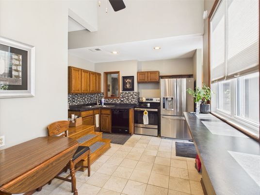 Dining room, Interior, Kitchen, Recessed Lighting, Stainless Steel Appliances