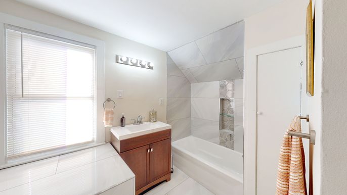 Bathroom, Glass Shower, Interior, Marble Walls
