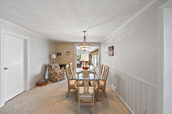 Dining room, Fireplace, Interior, Stone Walls