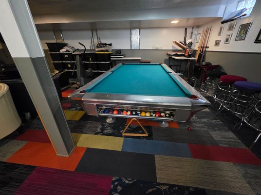 Billiard Table, Game Room, Interior, Recessed Lighting