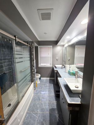 Bathroom, Glass Shower, Interior, Recessed Lighting