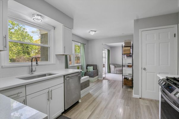 Interior, Kitchen, Stainless Steel Appliances, Wood Texture Flooring