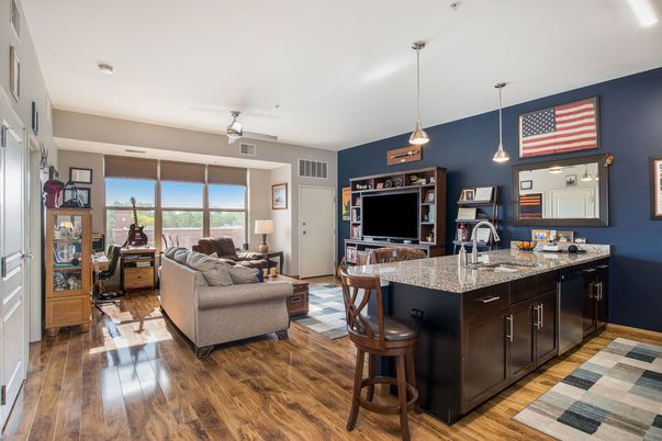 Interior, Living room, Pendant Lights, Wood Texture Flooring
