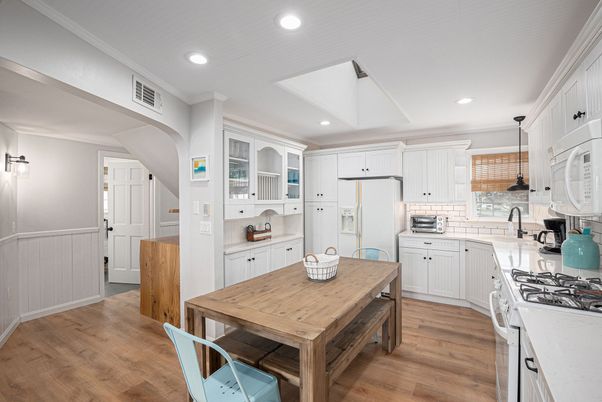 Interior, Kitchen, Recessed Lighting, Wood Texture Flooring