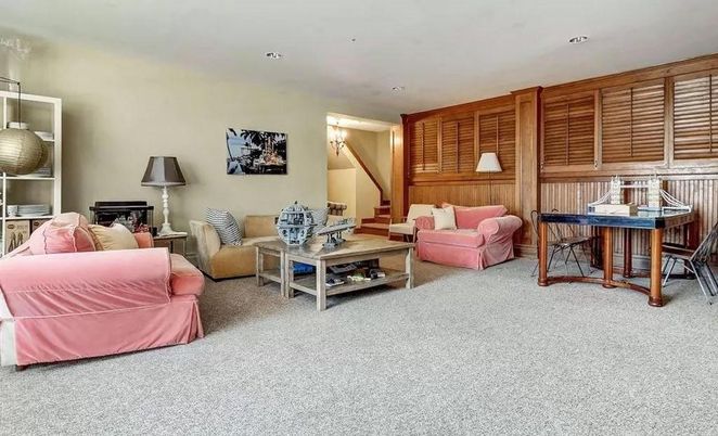 Interior, Living room, Recessed Lighting, Wooden Walls
