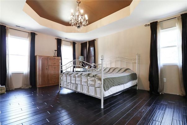 Bedroom, Chandelier, Interior, Wood Texture Flooring