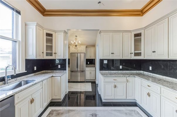 Chandelier, Interior, Kitchen, Stainless Steel Appliances
