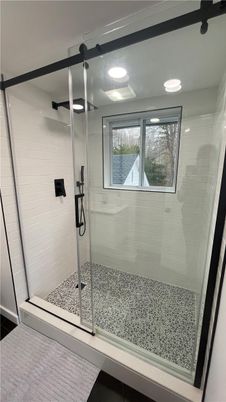 Bathroom, Glass Shower, Interior, Recessed Lighting