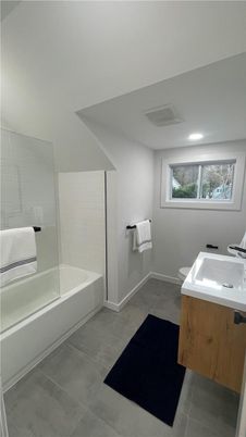 Bathroom, Glass Shower, Interior, Recessed Lighting