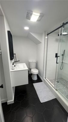 Bathroom, Glass Shower, Interior, Recessed Lighting