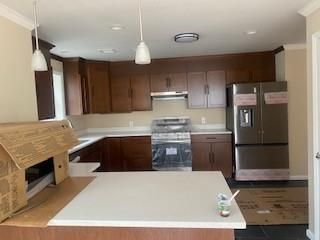 Interior, Kitchen, Pendant Lights, Recessed Lighting, Stainless Steel Appliances