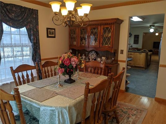 Chandelier, Dining room, Interior, Wood Texture Flooring