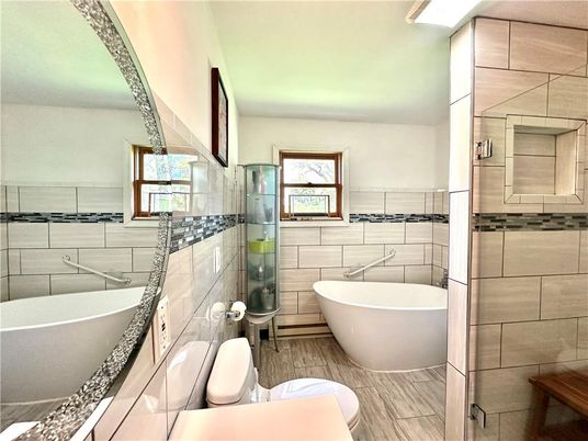 Bathroom, Free Standing Baths, Interior, Wood Texture Flooring