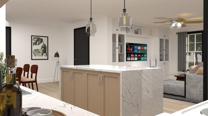 Interior, Pendant Lights, Wood Texture Flooring