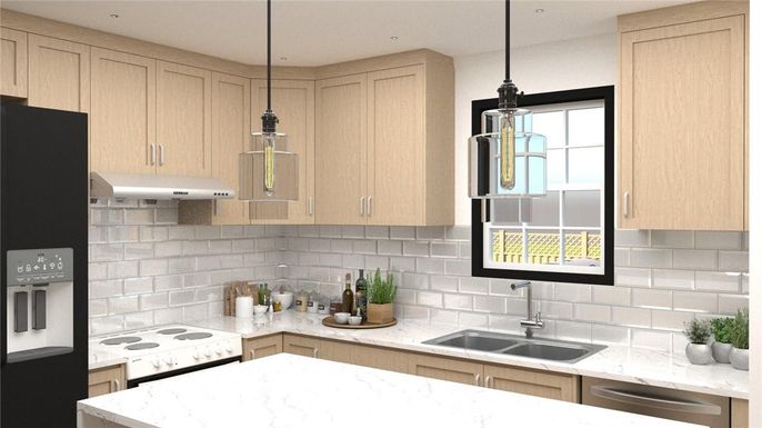 Interior, Kitchen, Pendant Lights, Recessed Lighting, Stainless Steel Appliances