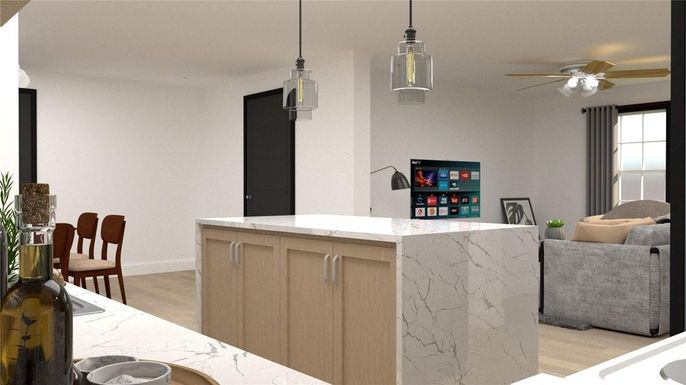 Interior, Pendant Lights, Wood Texture Flooring