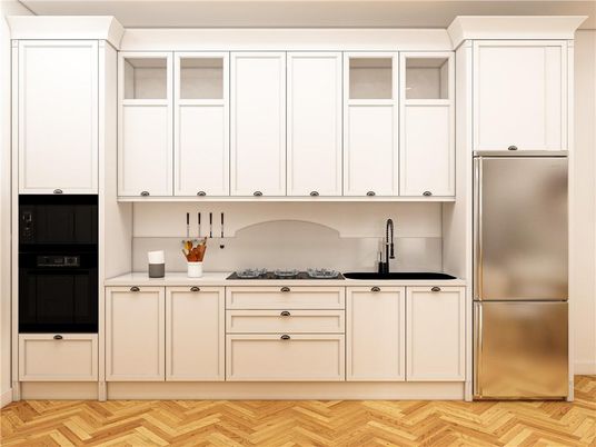 Interior, Kitchen, Stainless Steel Appliances, Wood Texture Flooring
