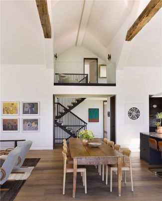 Dining room, Interior, Wooden Beams, Wood Texture Flooring