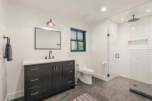 Bathroom, Glass Shower, Interior, Recessed Lighting