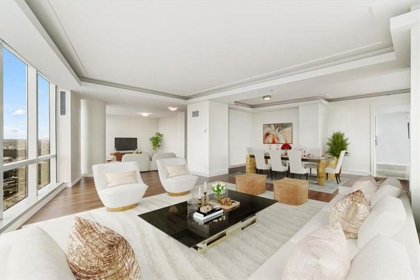 Dining room, Interior, Living room, Recessed Lighting, Wood Texture Flooring