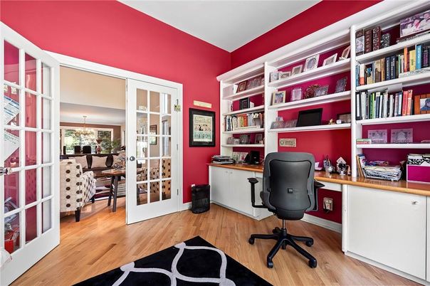 Chandelier, Home Office, Interior, Wood Texture Flooring