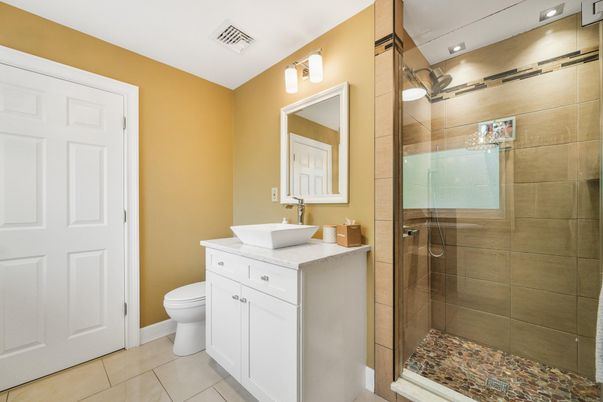 Bathroom, Glass Shower, Interior, Recessed Lighting