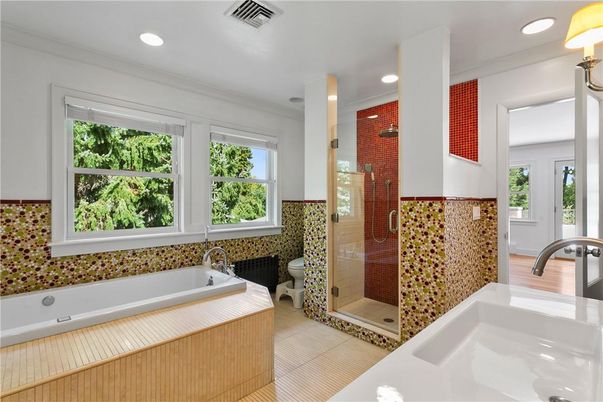 Bathroom, Glass Shower, Interior, Recessed Lighting