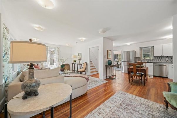 Dining room, Interior, Kitchen, Living room, Stainless Steel Appliances, Wood Texture Flooring