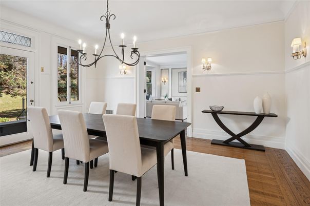 Chandelier, Dining room, Interior, Wood Texture Flooring