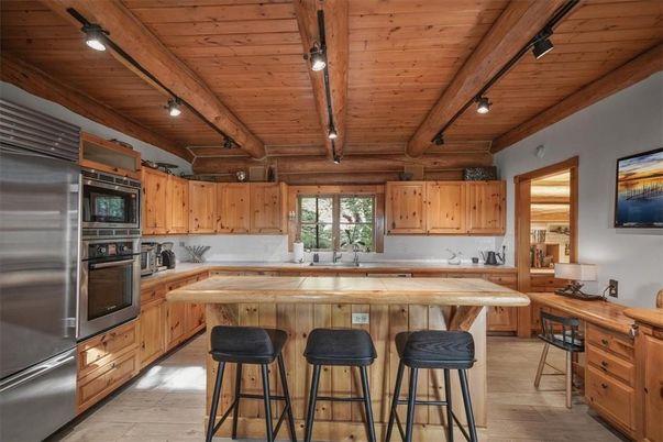 Interior, Kitchen, Stainless Steel Appliances, Wooden Beams, Wooden Ceilings, Wood Texture Flooring