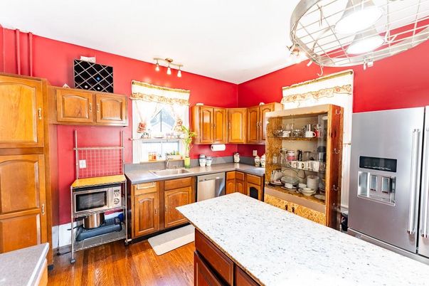 Interior, Kitchen, Stainless Steel Appliances, Wood Texture Flooring